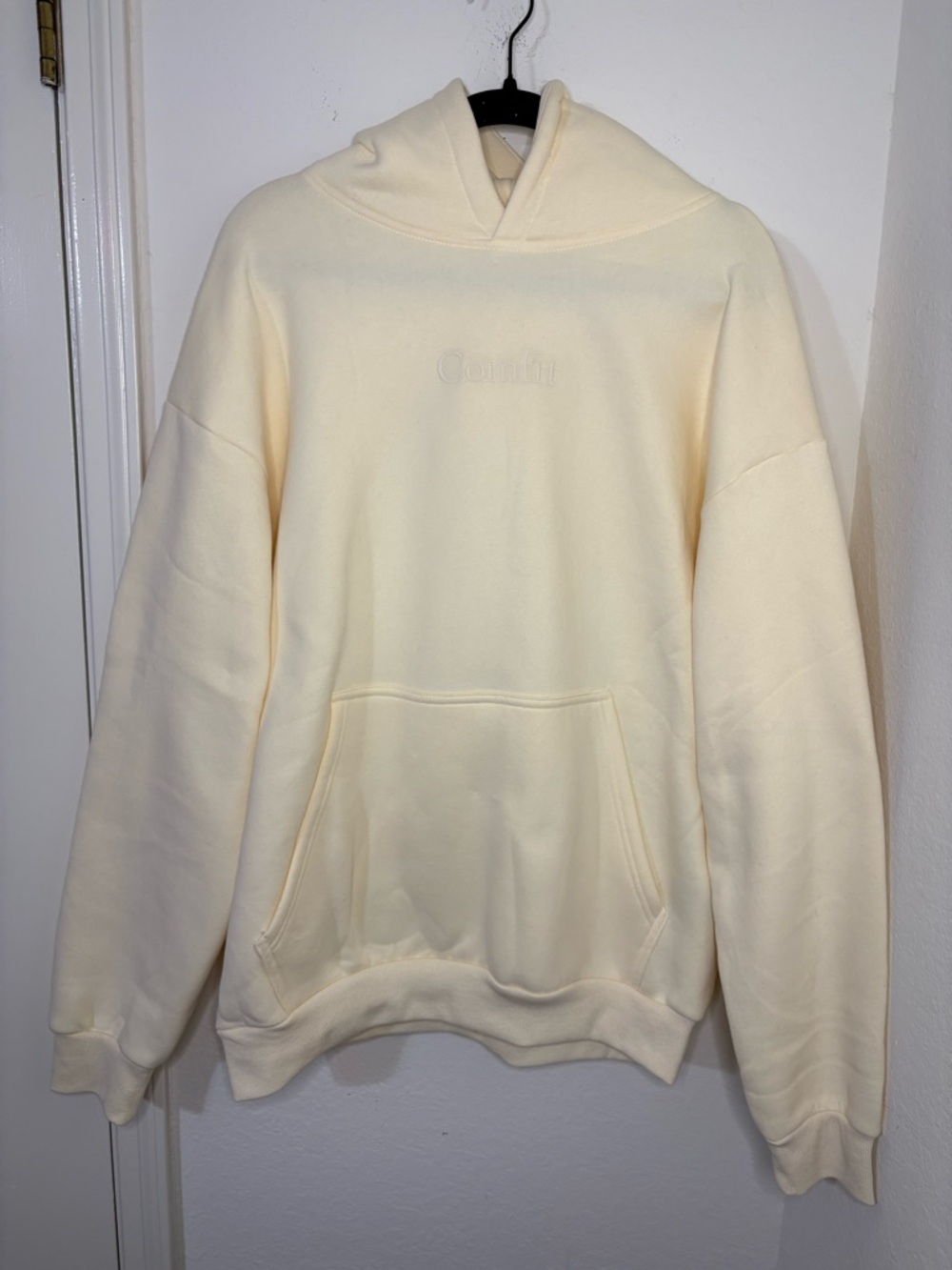 Comfrt Signature Hoodie In the color Butter Yellow size Medium Embroidered Logo